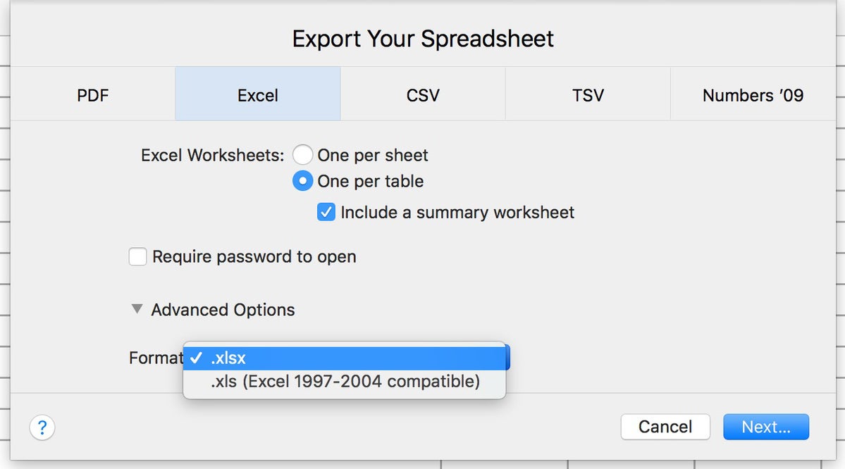what is the pc mac compatible format for excel